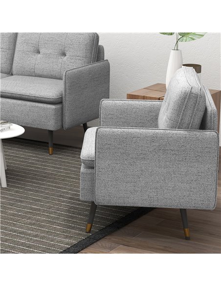 HOMCOM Modern Accent Chair, Upholstered Button Tufted Occasional Chair for Living Room and Bedroom, Grey 839-619V70GY - pic 67524 | FastDaddyshop