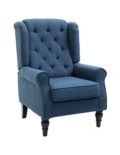 HOMCOM Wingback Accent Chair, Retro Upholstered Button Tufted Occasional Chair for Living Room and Bedroom, Blue 833-695V71BU