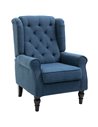 HOMCOM Wingback Accent Chair, Retro Upholstered Button Tufted Occasional Chair for Living Room and Bedroom, Blue 833-695V71BU