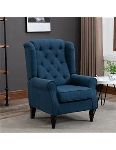 HOMCOM Wingback Accent Chair, Retro Upholstered Button Tufted Occasional Chair for Living Room and Bedroom, Blue 833-695V71BU 2