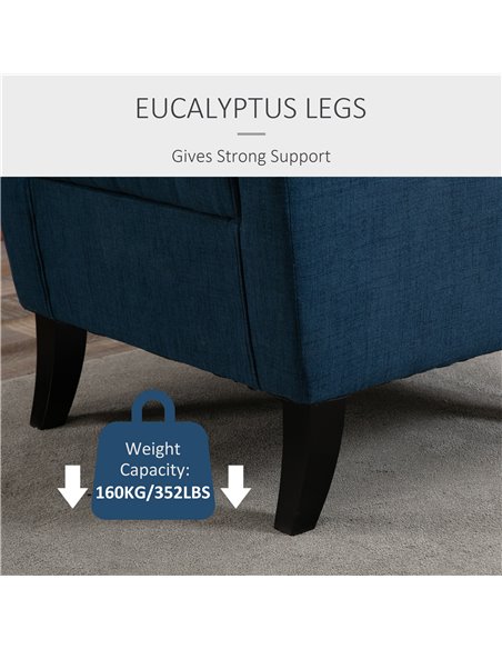 HOMCOM Wingback Accent Chair, Retro Upholstered Button Tufted Occasional Chair for Living Room and Bedroom, Blue 833-695V71BU - pic 67529 | FastDaddyshop