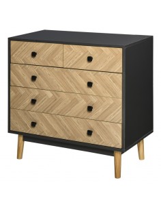 Homcom 5-Drawer Dresser with Metal Handles