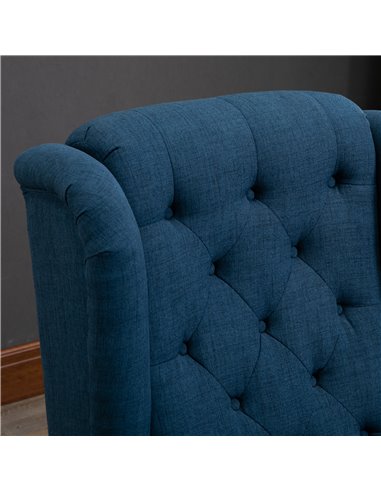 HOMCOM Wingback Accent Chair, Retro Upholstered Button Tufted Occasional Chair for Living Room and Bedroom, Blue 833-695V71BU