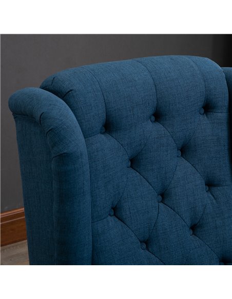 HOMCOM Wingback Accent Chair, Retro Upholstered Button Tufted Occasional Chair for Living Room and Bedroom, Blue 833-695V71BU - pic 67531 | FastDaddyshop