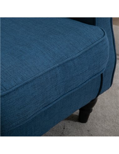 HOMCOM Wingback Accent Chair, Retro Upholstered Button Tufted Occasional Chair for Living Room and Bedroom, Blue 833-695V71BU