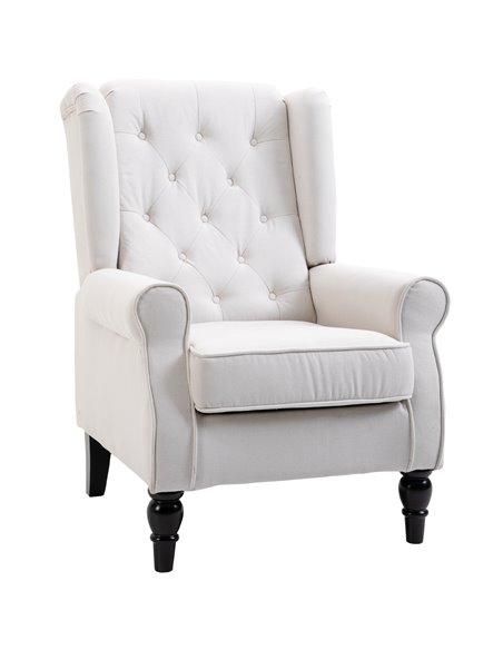 HOMCOM Wingback Accent Chair, Retro Upholstered Occasional Chair, Cream White 833-695V71CW - pic 67534 | FastDaddyshop