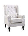 HOMCOM Wingback Accent Chair, Retro Upholstered Occasional Chair, Cream White 833-695V71CW