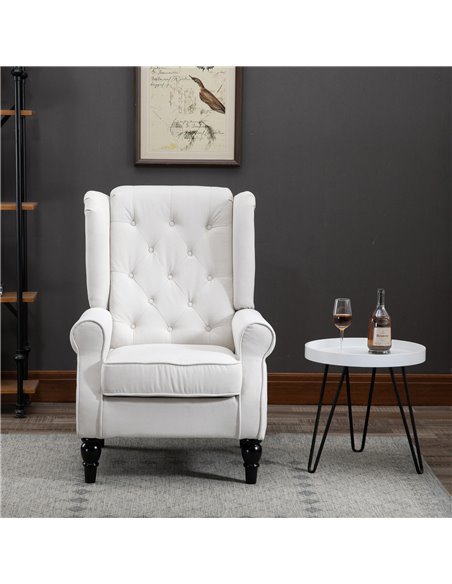 HOMCOM Wingback Accent Chair, Retro Button Tufted Upholstered Occasional Chair for Living Room, Bedroom, Cream White 833-695V71C - pic 67541 | FastDaddyshop