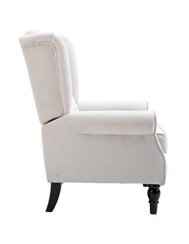HOMCOM Wingback Accent Chair, Retro Button Tufted Upholstered Occasional Chair for Living Room, Bedroom, Cream White 833-695V71C