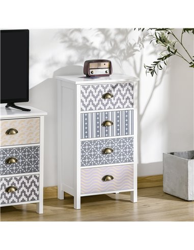 HOMCOM Chest of Drawers, 4-Drawer Dresser with Metal Handles, Slim Storage Cabinet Unit for Living Room, Bedroom