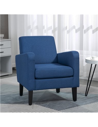 HOMCOM Modern Accent Chair, Occasional Chair with Rubber Wood Legs for Living Room, Bedroom, Blue 839-001V71BU