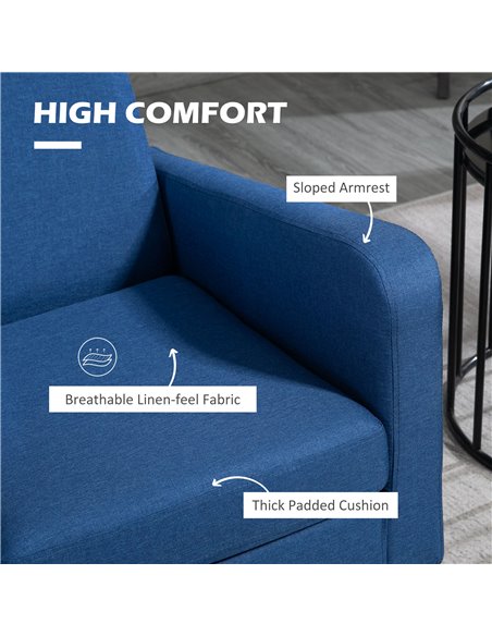 HOMCOM Modern Accent Chair, Occasional Chair with Rubber Wood Legs for Living Room, Bedroom, Blue 839-001V71BU - pic 67565 | FastDaddyshop