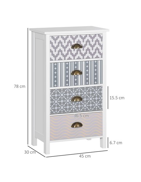 HOMCOM Chest of Drawers, 4-Drawer Dresser with Metal Handles, Slim Storage Cabinet Unit for Living Room, Bedroom - pic 6757 | FastDaddyshop