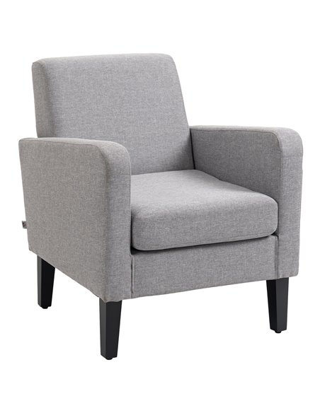HOMCOM Modern Accent Chair, Occasional Chair with Rubber Wood Legs for Living Room, Bedroom, Light Grey 839-001V71LG - pic 67570 | FastDaddyshop