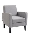 HOMCOM Modern Accent Chair, Occasional Chair with Rubber Wood Legs for Living Room, Bedroom, Light Grey 839-001V71LG