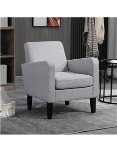 HOMCOM Modern Accent Chair, Occasional Chair with Rubber Wood Legs for Living Room, Bedroom, Light Grey 839-001V71LG 2
