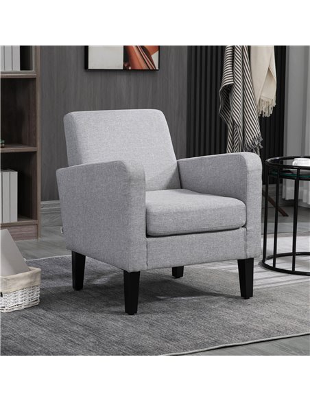 HOMCOM Modern Accent Chair, Occasional Chair with Rubber Wood Legs for Living Room, Bedroom, Light Grey 839-001V71LG - pic 67571 | FastDaddyshop