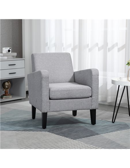 HOMCOM Modern Accent Chair, Occasional Chair with Rubber Wood Legs for Living Room, Bedroom, Light Grey 839-001V71LG - pic 67577 | FastDaddyshop