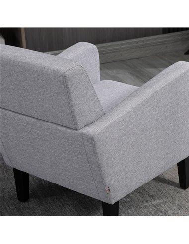HOMCOM Modern Accent Chair, Occasional Chair with Rubber Wood Legs for Living Room, Bedroom, Light Grey 839-001V71LG