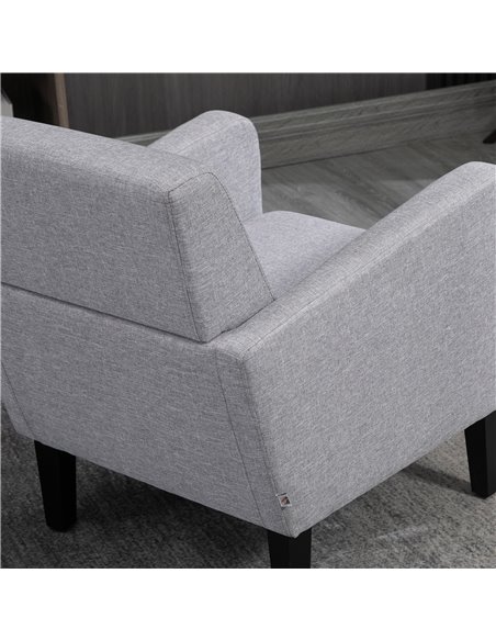 HOMCOM Modern Accent Chair, Occasional Chair with Rubber Wood Legs for Living Room, Bedroom, Light Grey 839-001V71LG - pic 67578 | FastDaddyshop