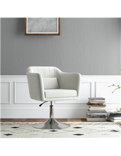 HOMCOM Modern Accent Chair with Swivel Base, Cream White 833-757V72CW 2