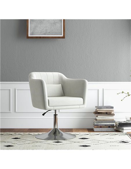 HOMCOM Modern Accent Chair with Swivel Base, Height Adjustable Arm Chair with Pillow for Living Room, Bedroom, Cream White 833-7 - pic 67580 | FastDaddyshop