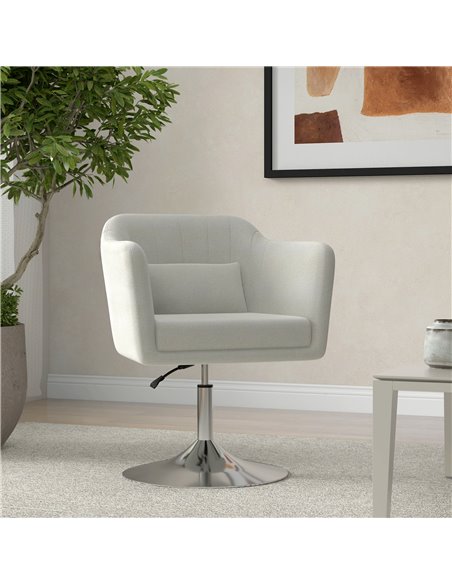 HOMCOM Modern Accent Chair with Swivel Base, Height Adjustable Arm Chair with Pillow for Living Room, Bedroom, Cream White 833-7 - pic 67587 | FastDaddyshop