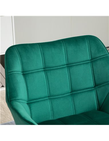 HOMCOM Accent Chair, Arm Chair with Wide Arms, Slanted Back, Thick Padding and Rubber Wooden Legs for Living Room, Green 833-799