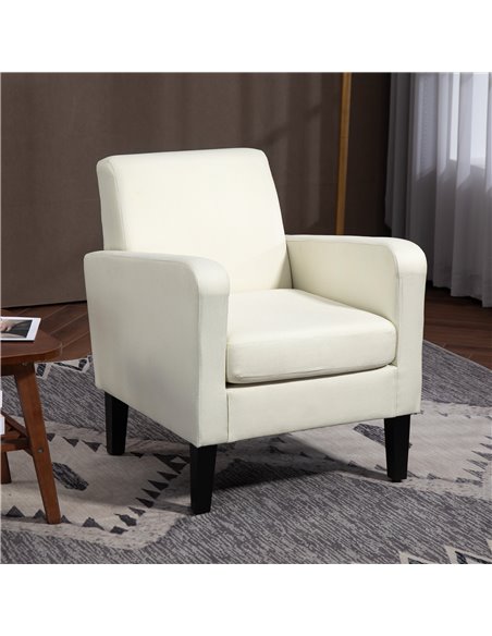 HOMCOM Modern Accent Chair, Occasional Chair with Rubber Wood Legs for Living Room, Bedroom, Cream White 839-001V71CW - pic 67616 | FastDaddyshop