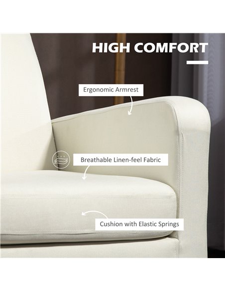 HOMCOM Modern Accent Chair, Occasional Chair with Rubber Wood Legs for Living Room, Bedroom, Cream White 839-001V71CW - pic 67619 | FastDaddyshop