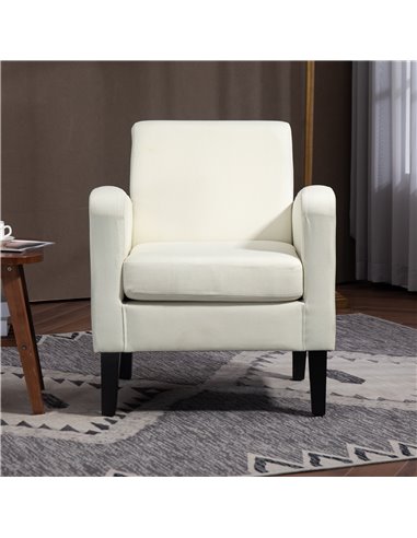 HOMCOM Modern Accent Chair, Occasional Chair with Rubber Wood Legs for Living Room, Bedroom, Cream White 839-001V71CW
