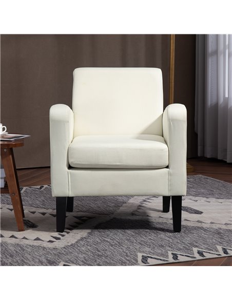 HOMCOM Modern Accent Chair, Occasional Chair with Rubber Wood Legs for Living Room, Bedroom, Cream White 839-001V71CW - pic 67622 | FastDaddyshop