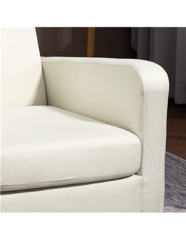 HOMCOM Modern Accent Chair, Occasional Chair with Rubber Wood Legs for Living Room, Bedroom, Cream White 839-001V71CW