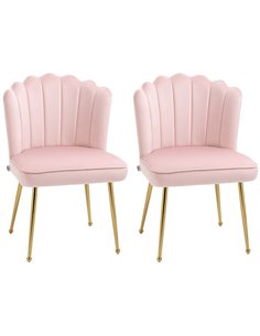 HOMCOM Set of 2 Modern Shell Luxe Velvet Accent Chair, Pink 839-P031