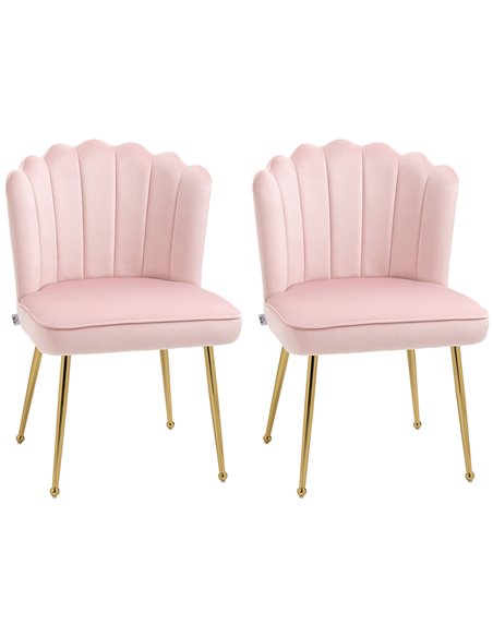 HOMCOM Set of 2 Modern Shell Luxe Velvet Accent Chair, Pink 839-P031 - pic 67624 | FastDaddyshop