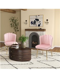 HOMCOM Set of 2 Modern Shell Luxe Velvet Accent Chair, Pink 839-P031 2