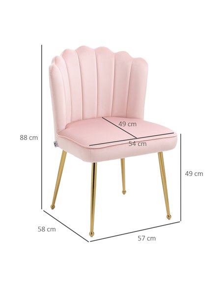 HOMCOM Shell Luxe Velvet Accent Chair, Modern Living Room Chair with Gold Metal Legs for Living Room, Bedroom, Home Office, Set  - pic 67626 | FastDaddyshop