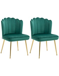 HOMCOM Set of 2 Modern Shell Luxe Velvet Accent Chair, Green 839-P029