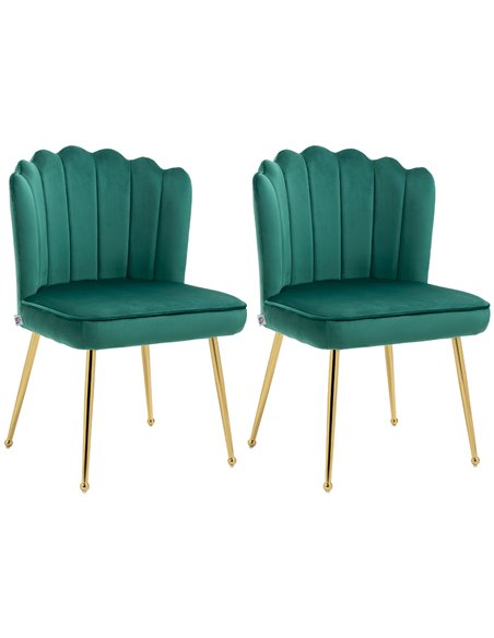 HOMCOM Set of 2 Modern Shell Luxe Velvet Accent Chair, Green 839-P029 - pic 67633 | FastDaddyshop