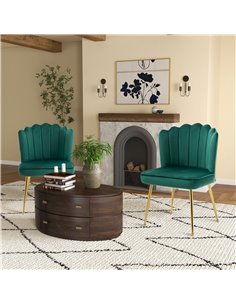 HOMCOM Set of 2 Modern Shell Luxe Velvet Accent Chair, Green 839-P029 2