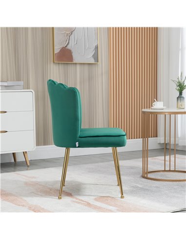 HOMCOM Shell Luxe Velvet Accent Chair, Modern Living Room Chair with Gold Metal Legs for Living Room, Bedroom, Home Office, Set 