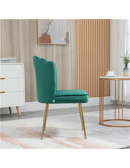 HOMCOM Shell Luxe Velvet Accent Chair, Modern Living Room Chair with Gold Metal Legs for Living Room, Bedroom, Home Office, Set  - pic 67639 | FastDaddyshop