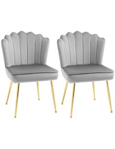 HOMCOM Set of 2 Modern Shell Luxe Velvet Accent Chair, Grey 839-P030