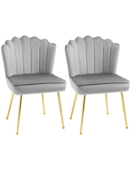 HOMCOM Set of 2 Modern Shell Luxe Velvet Accent Chair, Grey 839-P030 - pic 67642 | FastDaddyshop