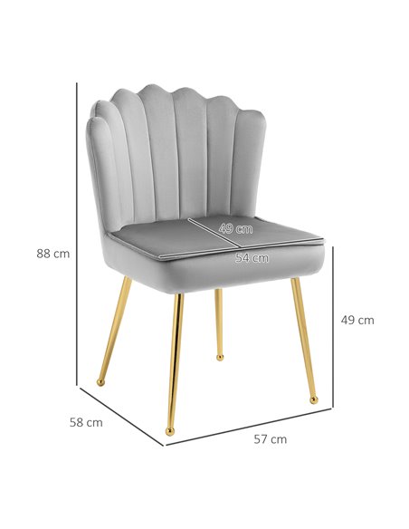 HOMCOM Shell Luxe Velvet Accent Chair, Modern Living Room Chair with Gold Metal Legs for Living Room, Bedroom, Home Office, Set  - pic 67644 | FastDaddyshop