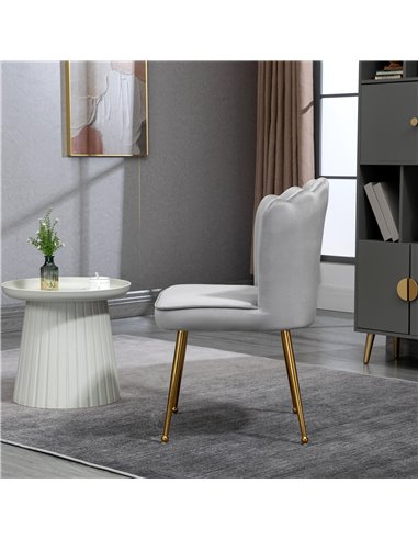 HOMCOM Shell Luxe Velvet Accent Chair, Modern Living Room Chair with Gold Metal Legs for Living Room, Bedroom, Home Office, Set 