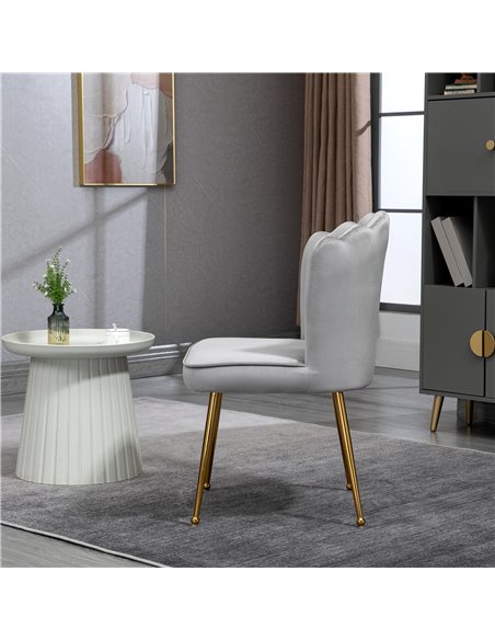 HOMCOM Shell Luxe Velvet Accent Chair, Modern Living Room Chair with Gold Metal Legs for Living Room, Bedroom, Home Office, Set  - pic 67648 | FastDaddyshop