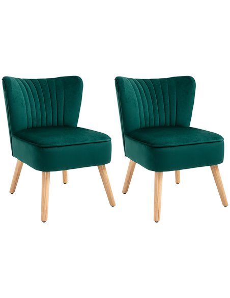 HOMCOM Set of 2 Velvet Accent Chair, Occasional Tub Seat, Green 833-P059 - pic 67660 | FastDaddyshop