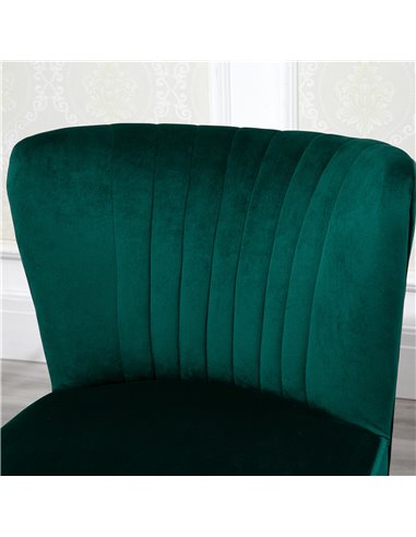 HOMCOM Velvet Accent Chair Occasional Tub Seat Padding Curved Back with Wood Frame Legs Home Furniture Set of 2 Green 833-P059
