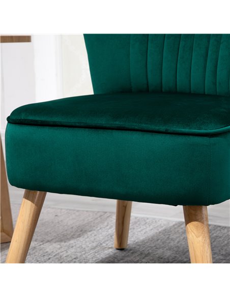 HOMCOM Velvet Accent Chair Occasional Tub Seat Padding Curved Back with Wood Frame Legs Home Furniture Set of 2 Green 833-P059 - pic 67668 | FastDaddyshop